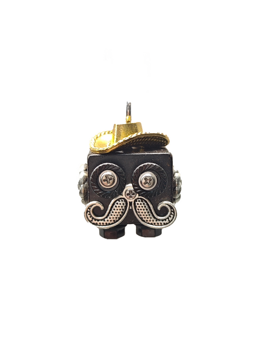 Mustache Mech Robot | Keychain & Necklace